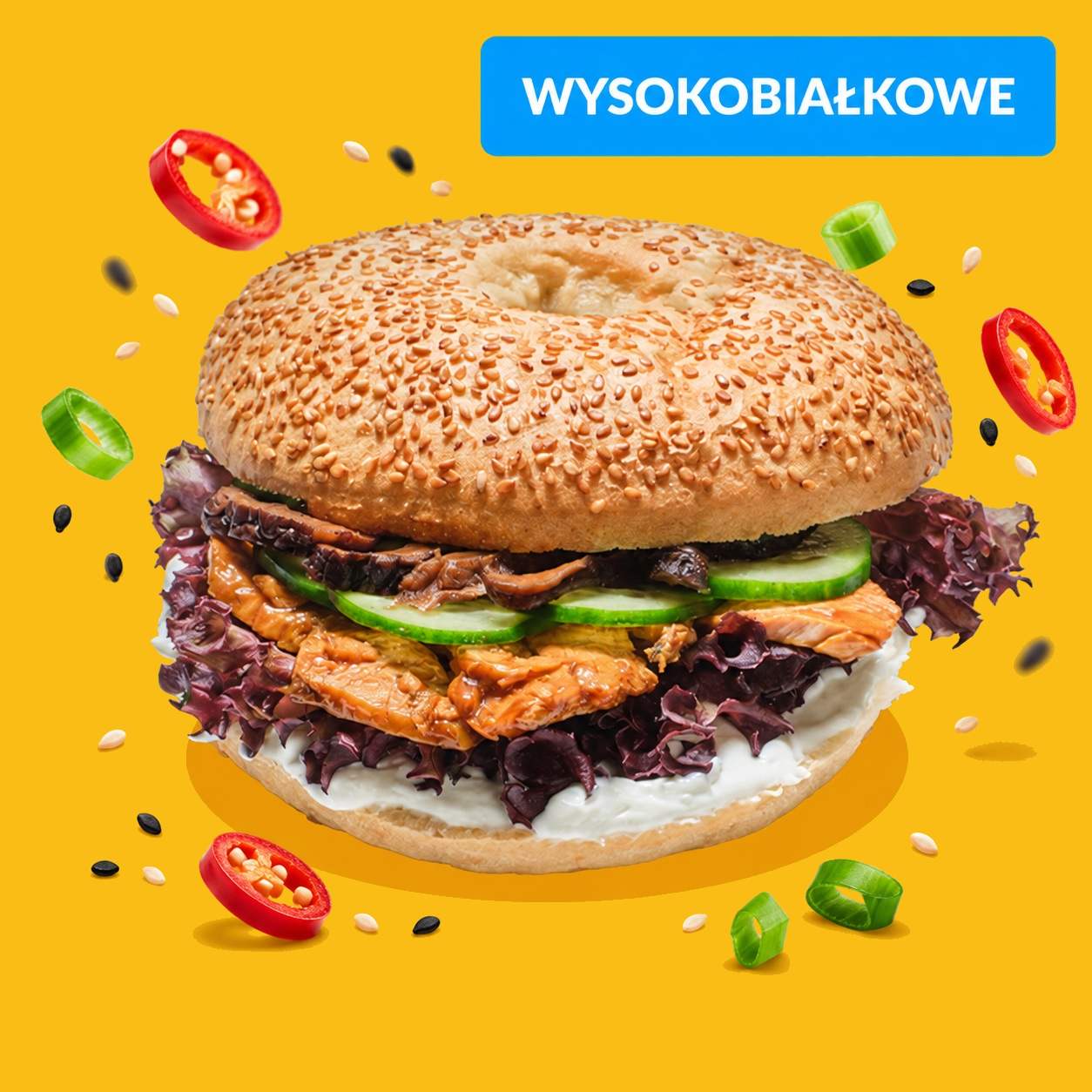 Bajgiel azjatycki z kurczakiem teriyaki