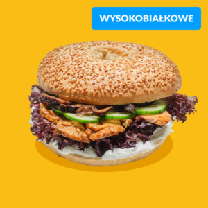 Bajgiel azjatycki z kurczakiem teriyaki