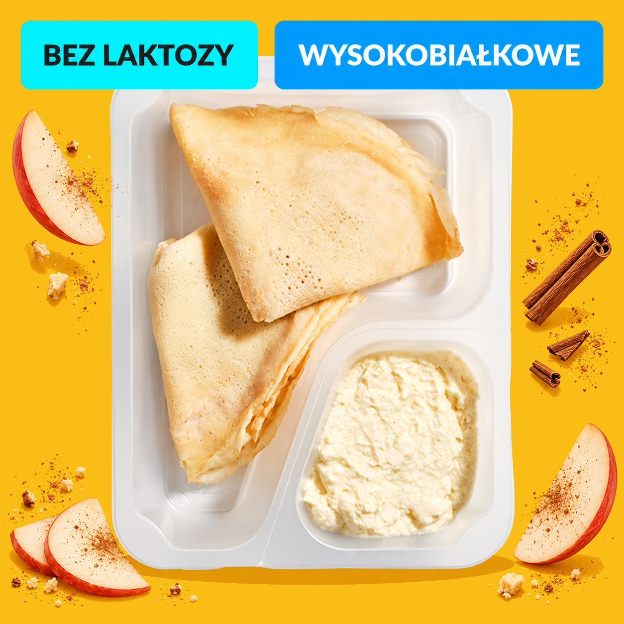 Naleśniki z waniliowym twarożkiem i pieczonymi jabłkami z cynamonem