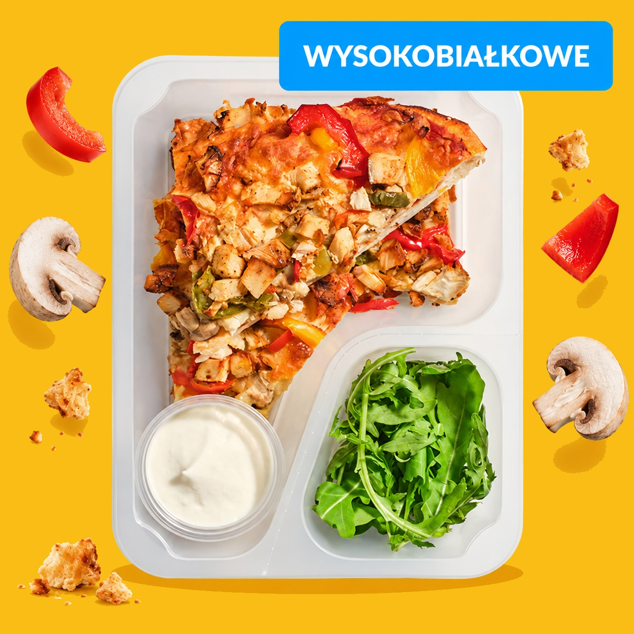 Pizza z kurczakiem, papryką i pieczarkami