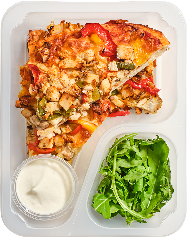 Pizza z kurczakiem, papryką i pieczarkami