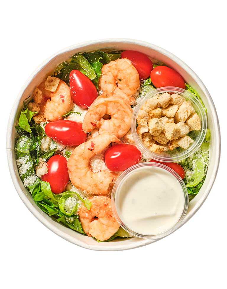 Sałatka cezar z krewetkami