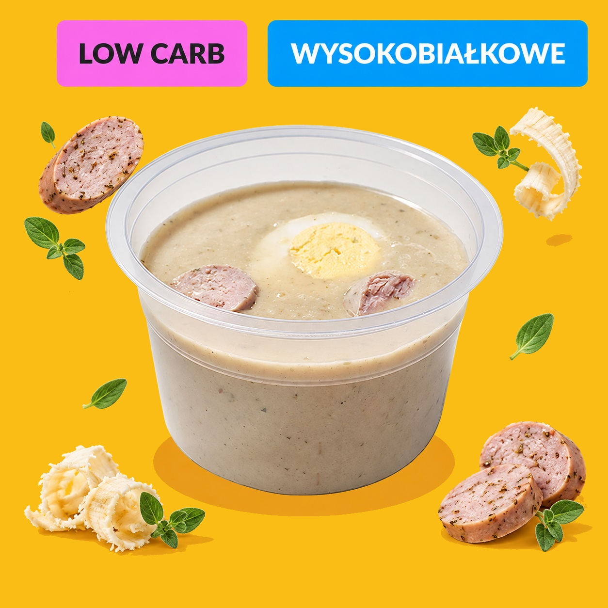 Chrzanowy żurek z białą kiełbasą i jajkiem