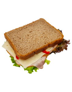 Kanapka z twarożkiem, szynką i serem