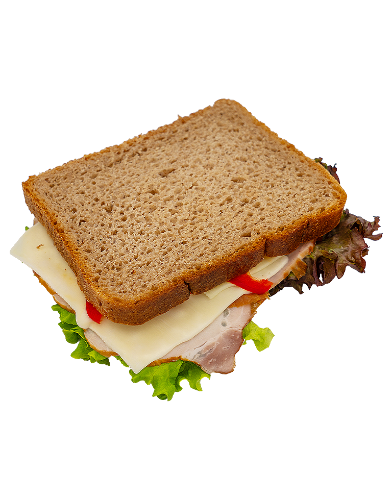 Kanapka z twarożkiem, szynką i serem