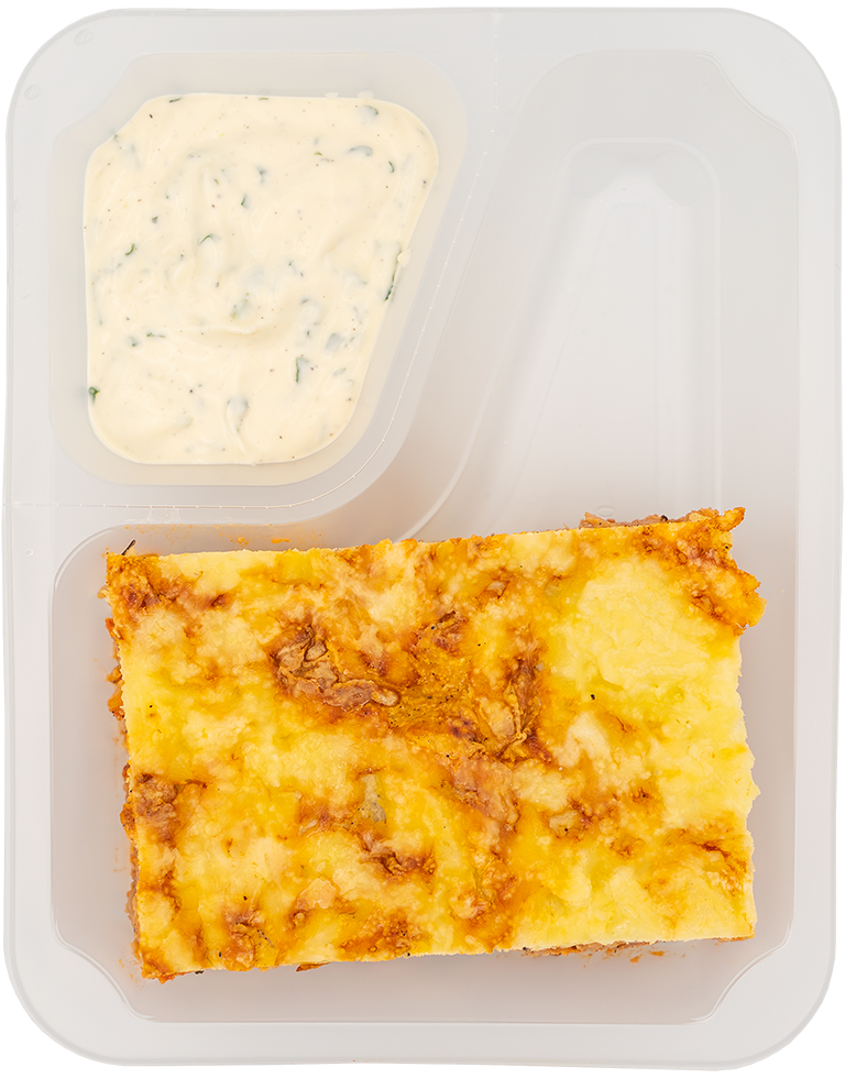 Lasagne bolognese z dipem bazyliowym