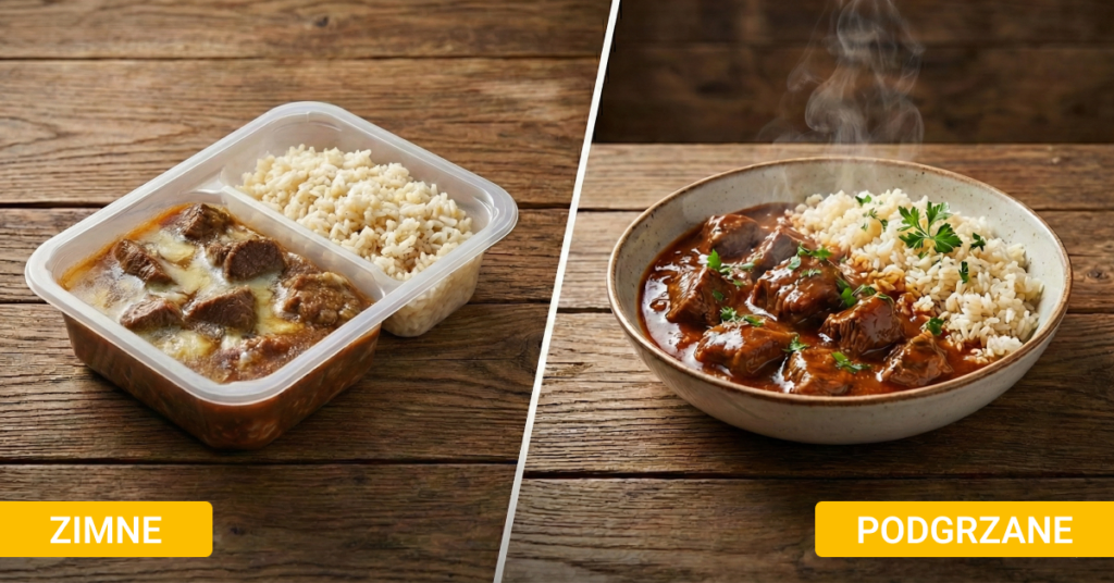 zimny i podgrzany posiłek