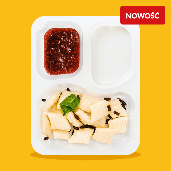 Kluski leniwe z konfiturą malinową