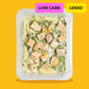 Makaron pappardelle z łososiem i szpinakiem