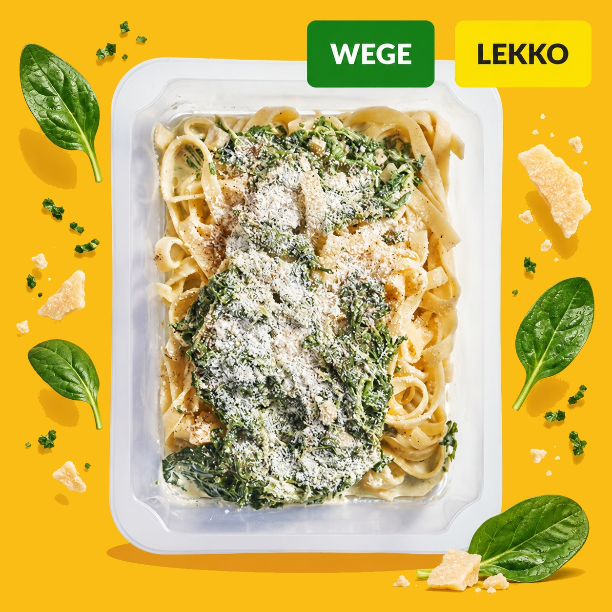 Makaron tagliatelle z sosem szpinakowym